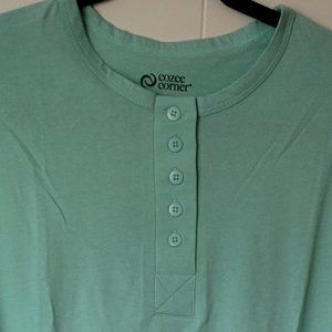 Henley Nightshirt, Cozee Corner, brand new 100% cotton, mint color
